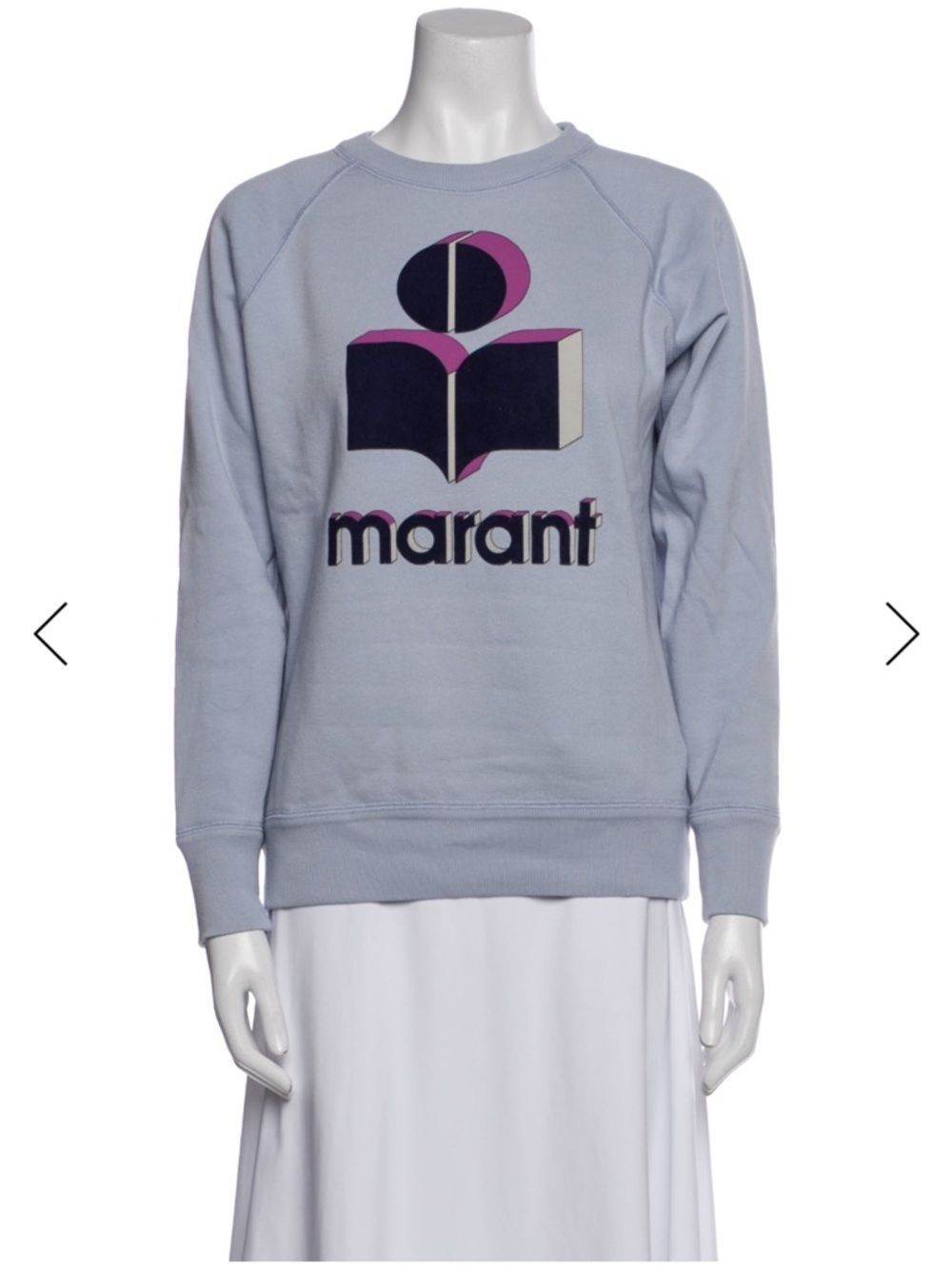 Isabel Marant Pale Blue Crewneck Sweatshirt with Graphic Logo‎ size 36